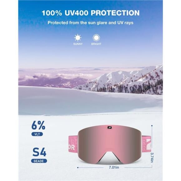 Ski Goggles Magnetic Cylindrical Snowboard Snow Goggles for Men
